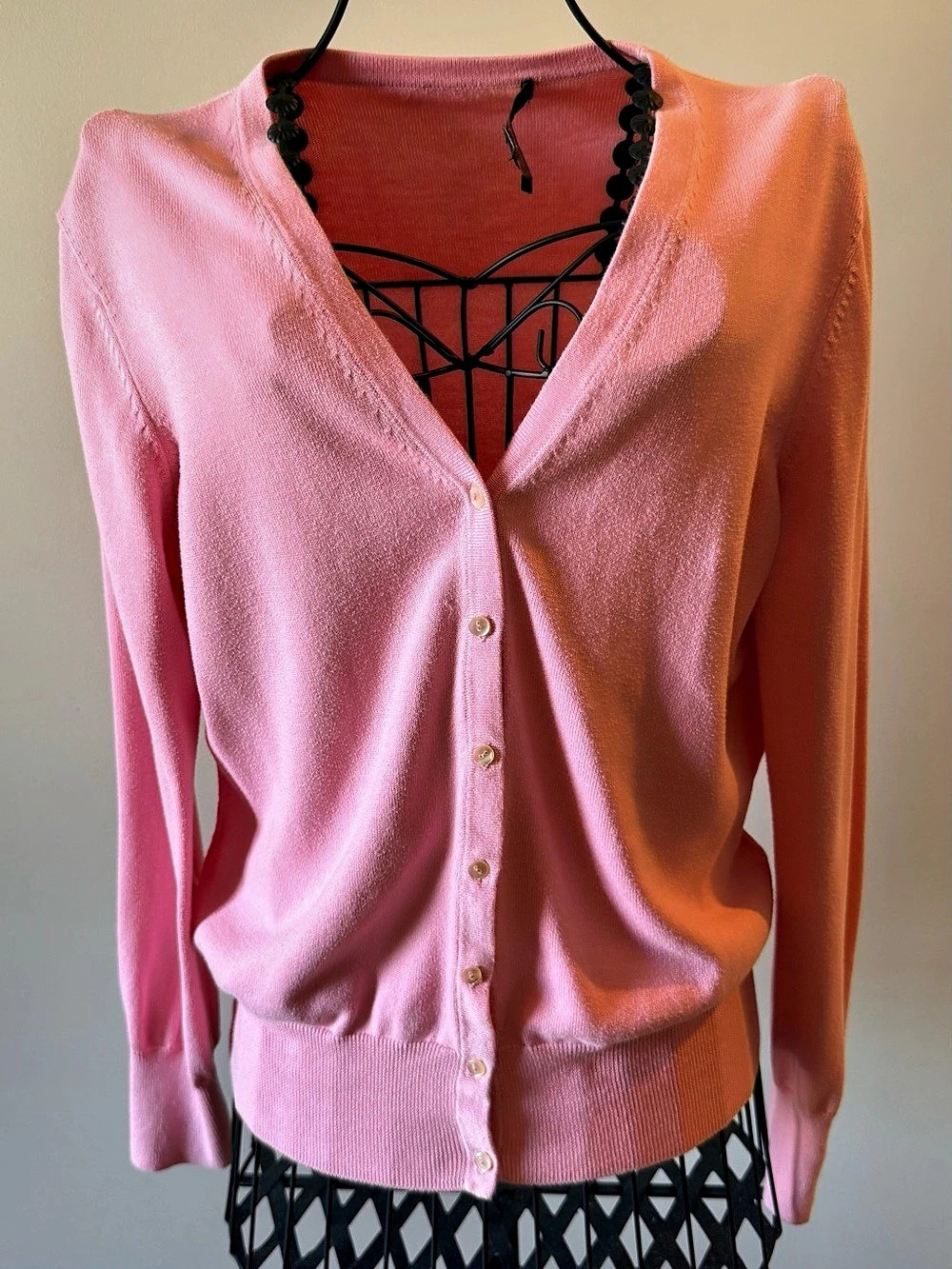 Brooks Brothers - Supima Cotton V-Neck Button Cardigan - XL - Pink